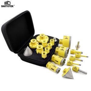 DARTOTEK 10Pcs 다이아몬드 드릴 코어 비트 세트 6-68mm 홀쏘+Dia10mm 핑거 비트+50mm 챔퍼+헥스 어댑터 M14 대리석 타일 도구 키트