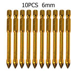10pcs 6/8mm 드릴 비트 티타늄 세라믹 타일 대리석 유리 스피어 헤드 육각 생크 워크샵 장비 전동 공구 부품 드릴 비트