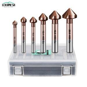 LEKOMESH 카운터싱크 드릴 비트 세트, 스테인레스 스틸 다리미 금속 90 도 디버링 모따기 커터용, M35 HSS 모따기 비트, 6