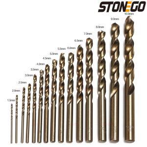 STONEGO 금속 목재 가공용 코발트 드릴 비트, M35 HSS Co 스틸 스트레이트 생크, 1.5-10mm 트위스트 드릴 비트, 15