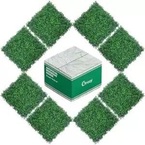 그루이 20 x20 잔디 벽 8PCS 인조 박스우드 패널 4겹 식물 녹지 배경 프라이버시 헤지 스크린 야외 정원 및