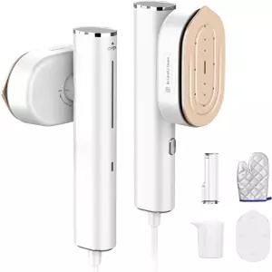 HULLMAY 의류용 여행용 스티머 10s 난방 2-in-1 스팀 다리미 1200W 휴대용 빠른 주름 제거 90 회전식 대형
