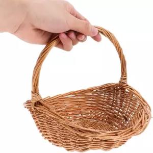 손잡이가 달린 키젤 위커 바구니 피크닉 보관 정리 부활절 야외 활동을 위한 밝은 갈색 직조 수확 8.66 X