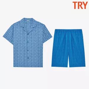 [트라이]트라이 남자여름잠옷 블루 할아버지잠옷선물 시원한 레이온100 인견 파자마세트 홈웨어