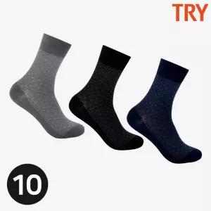 [트라이]트라이 남자신사양말 비지니스양말 직장인 정장 사계절 발목 긴 삭스 10켤레