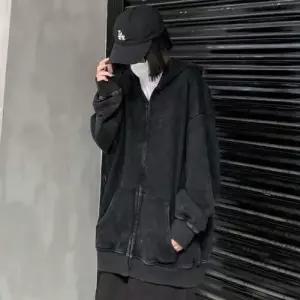 남성 빈티지 워싱 상의 카디건 가디건 커플 후드티 패피1