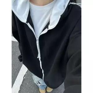 남친 빈티지 가을 커플 가디건 집업 후드 카디건 배색 패피3
