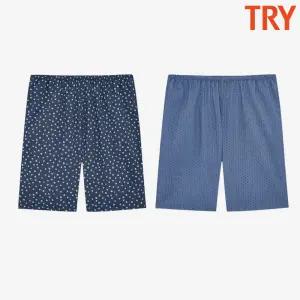트라이 남자여름잠옷바지 5부 반바지 45수 도트파자마 레이온 홈웨어 하의
