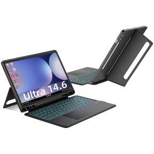 삼성호환 삼성제품호환 탭용 JUQITECH 트랙패드 키보드 케이스 14.6인치 S10 울트라 S9 울트라 S8 울트라 백라이트 킥스탠드 마그네틱 무선 키보드 소프트 보호 태블릿 초상화 풍경 커버 케이스