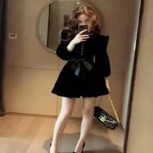 스커트 여친 블랙 미니 원피스봄가을 슬림핏 짧은 DUCHI1
