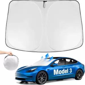 네버랜드 윈드쉴드 선쉐이드 - Tesla Model 3 2017-2023 210D 옥스포드 히트쉴드 전면 창문 바이저 화면