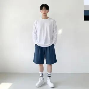 남자 와이드 핀턱 밴딩 트레이닝 반바지 팬츠 쇼츠
