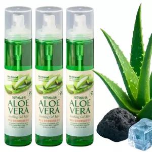 멘블리 제주도 알로에 베라 젤 미스트 120ml x 3팩 - 얼굴과 몸을 위한 제주산 보습 및 허브 앤 플라워