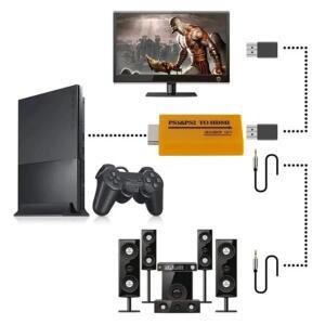 PS1/PS2-HDMI 호환 어댑터 오디오 비디오 변환기 HDTV 모니터 프로젝터 플러그앤플레이용 최대 1080p 출력