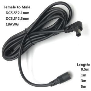 0.5m 1m 3m 5m 18AWG DC 전원 연장 케이블 5.5x2.1 플러그 암-수 어댑터 코드 CCTV 카메라 스트립 라이트 D