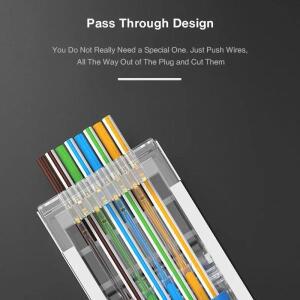 100pcs RJ45 Cat6/5E 패스 스루 커넥터 키트 스트레인 릴리프 부츠 포함 1.2mm 구멍 모듈러 플러그   연선