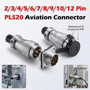 PLS20 항공 커넥터 2/3/4 5 6 7/8/9/10/12핀 남성 암커넥터 20mm 패널 개구부 LED용 WS20 TP20과 호환 가능