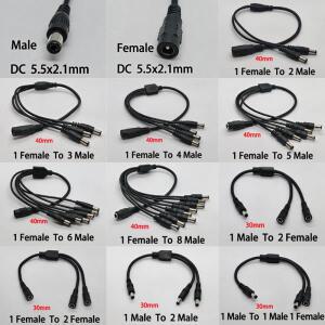 1pcs DC 5.5x2.1mm 1 ~ 2 3 4 5 6/8 웨이 전원 분배기 케이블 LED 스트립 조명용 어댑터 커넥터 코드 CCTV