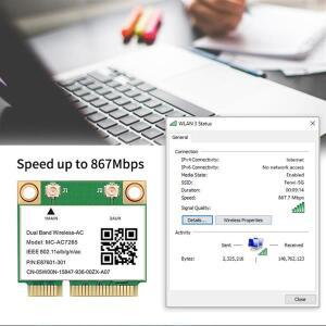 1200mbps 블루투스 4.2 미니 PCI-E 와이파이 카드-AC7265 무선 네트워크 카드 7265 802.11ac 2.4G 5Ghz PC
