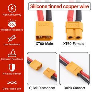 XT60 남성/여성 커넥터 플러그 15cm 14AWG 실리콘 주석 도금 구리 와이어 자동차 전원 배터리용 듀얼 연장