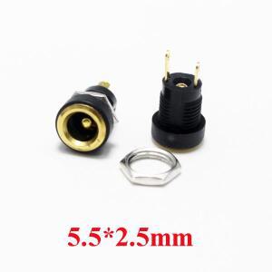 2/5pcs DC-022B 골드 3A 12v DC 전원 어댑터 잭 소켓 암 패널 마운트 커넥터 5.5x2.1mm 3.5x1.35 플러그 어