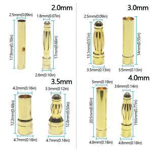 3세트2mm 3mm 4mm 총알형 바나나 플러그 금도금 수 암 커넥터 RC 배터리 부품 DIY용 키트