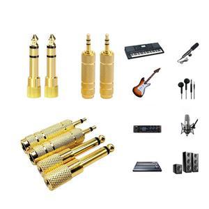 2개입 스피커 커넥터 오디오 6.5mm 남성-3.5mm 여성 어댑터 싱글/듀얼 마이크 AUX 플러그