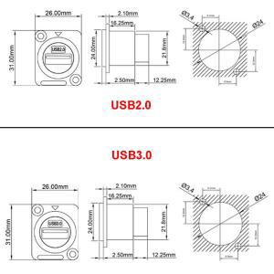 금속 원형/D형 모듈 RJ45 CAT6USB 2.0/3.0Type CHDMI-잭 소켓 네트워크 패널 장착 전자 커넥터