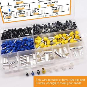 400pcs 와이어 페룰 단자 키트 실버 도금 구리 엔드 압착 커넥터
