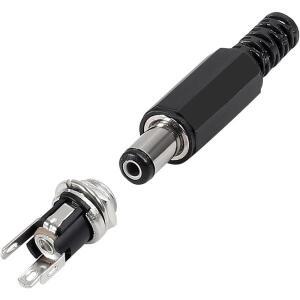 5쌍 남성용 DC 전원 플러그 커넥터 어댑터 5.5mm x 2.1mm  잭 소켓 여성용 패널 장착 3핀