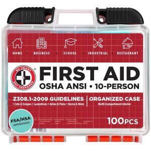 스마트하게 준비하세요 OSHA /ANSI 키트 - 10인용 100개 가정 비즈니스 학교 산업 및 레스토랑을 위해 설계됨 컴팩트하고 휴대하기 좋은 제품