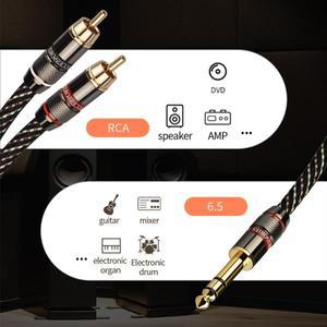 6.35mm 2RCA 어댑터 케이블 탁월한 음질 간편한 연결 1/4인치 남성 TRS 스테레오 플러그