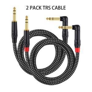 1/인치 TRS 악기 케이블 90도 직각 직선 6.35mm 남성 스테레오 오디오 코드 일렉트릭 기타 베이스 믹서용