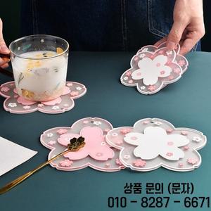 벚꽃 실리콘 컵 코스터 커피 차 머그잔을위한 미끄럼 방지 단열 매트 귀여운 데스크탑 장식 테이블 플레이