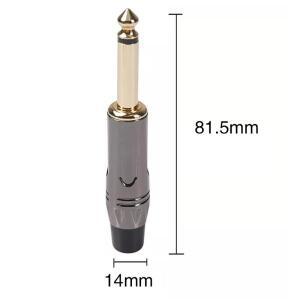 1pcss 2 극 모노 스테레오 잭 6.35mm 커넥터 금도금 6.3MM 1/인치 플러그 오디오 마이크 케이블