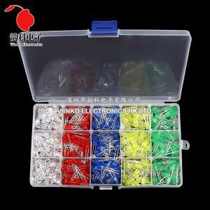 3MM 5mM 발광 다이오드 전자 키트 상자 F3 F5 LED 모듬 화이트 녹색 빨간색 블루 노란색 주황색