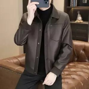 원더우면 가을 남자 상의 가죽 자켓 아우터 숄카라 슬림핏 칼라 OPH3