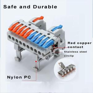 6개 DIN 레일 단자 블록 회로 인라인용 DIY 스플라이싱 전선 커넥터 28-12AWG 2입력 8/10출력 3입력 12/15