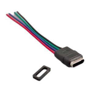 2/5개 USB-C 고전류 충전 소켓 4핀 직선형 이어 C타입 방수 여성 커넥터 잭 고무 링 포함