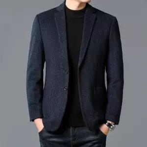샤오원샵 남친 울 가을 캐주얼 싱글 재킷 양복 체크 정장 키작남 하운드투스 꾹3