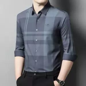 샤오원샵 남성용 봄 캐주얼 가을 레이어드 칼라 체크 긴팔 셔츠 키작남 꾹3