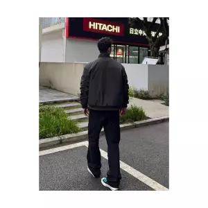 남성 유행각 바람막이 점퍼 빈티지 재킷 삼방 봄 가을 솔리드 야상 플라잉 OOTD3