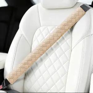 WSSROGY 24인치 긴 자동차 안전벨트 커버 부드러운 편안함 보호 패드 스트랩 SUV 트럭의 목 어깨 옷 베이지