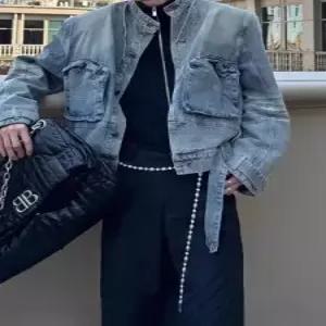 슬램덩크 데님 남성 가을 재킷 빅포켓 코트 상의 하이넥 복고풍 청자켓 HO3