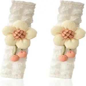 GAOLAOSY 2PCS 귀여운 플라워 자동차 안전벨트 커버 패드 부드러운 어깨 플로럴 오토 시트 스트랩 넥 쿠션