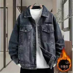 슬램덩크 데님 가을 캐주얼 남성용 청자켓 기모 도톰 터틀넥 자켓 코트 HO3