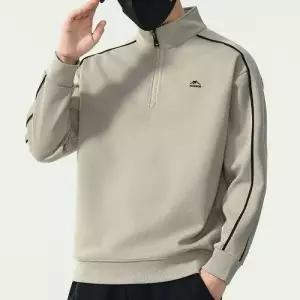 EAMT 남자 캐주얼 봄가을 반집업 스트라이프 나염 차이나 맨투맨 가을겨울 긴팔 YJ3