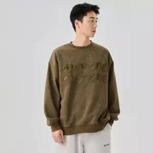 EAMT 남사친 봄 이른 라운드 나염 자수 빅사이즈 맨투맨 YJ1