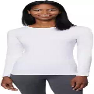 32도 더위 여성 울트라 소프트 열 경량 바젤 레이어 크루넥 긴 슬리브 탑