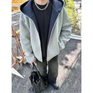 토르 남친 이중 집업 카디건 봄가을 오버핏 빳빳후드 OPH3
